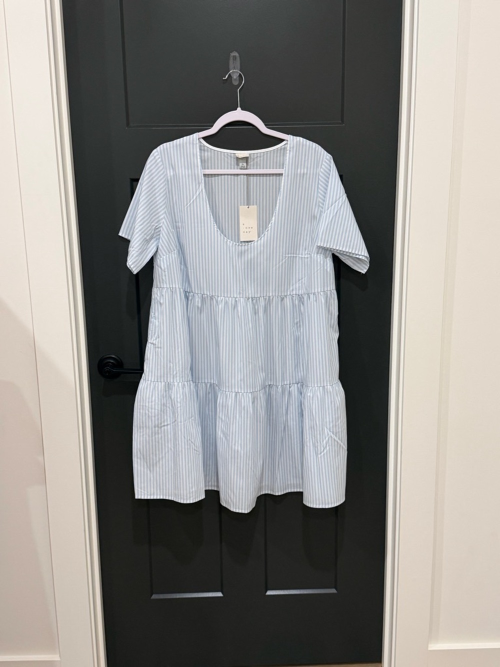 a new day Light Blue & White Striped Mini Dress